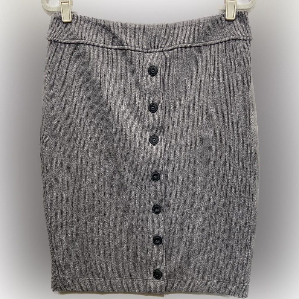 TOAD & CO ORGANIC COTTON BUTTON FRONT SILVER GRAY BYRNE MIDI SKIRT